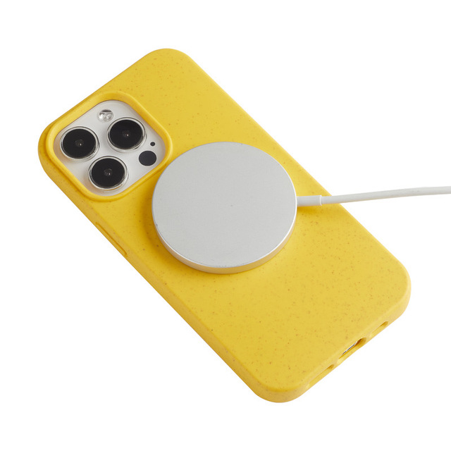 100% Compostable Wheat Straw Friendly Bio Degradable Magnetic Charging Luxury Shockproof Phone Case for for 16 15 14 13 12