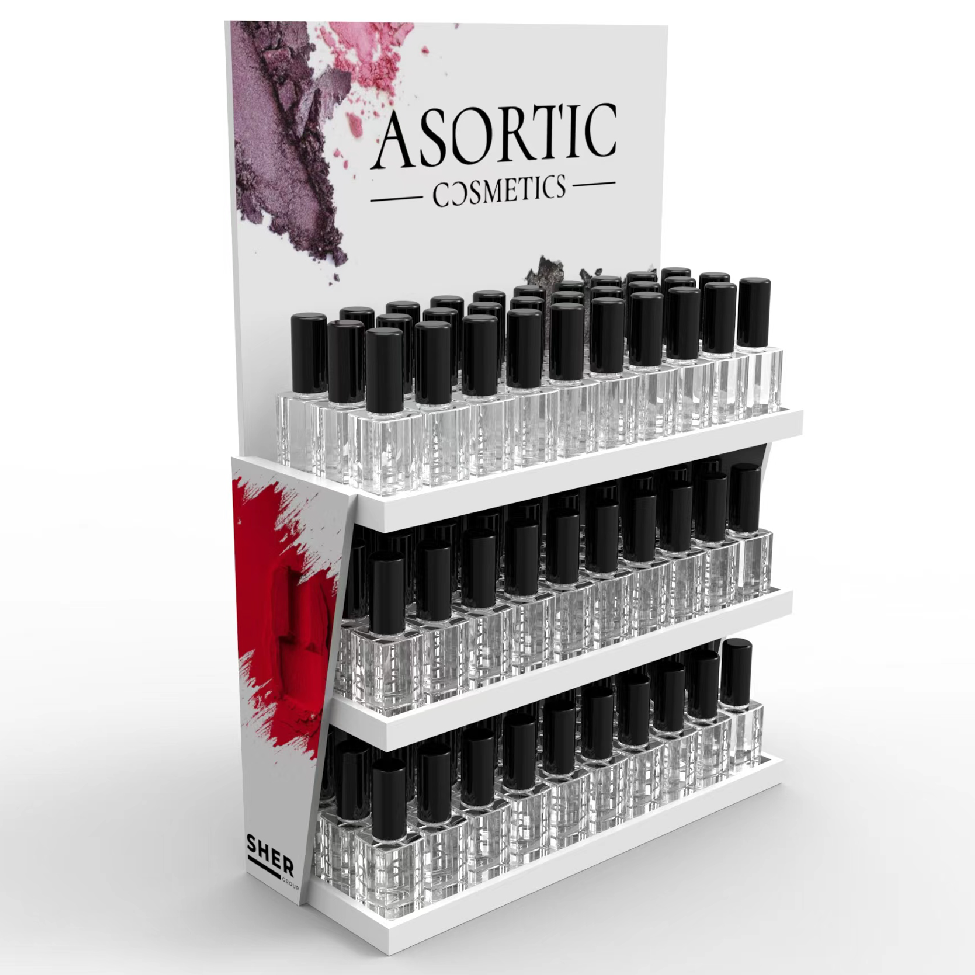 The Wooden Nail Polish Display on the Table Is Suitable for the Wooden Display Rack of the Cosmetics Shop in the Mall — view 2