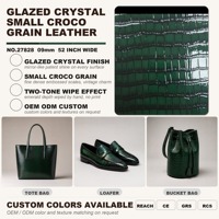 Cuir PU grain crocodile finition cristal glacé 0,9 mm 52 pouces de large pour chaussures, sacs, porte-cartes, portefeuilles (en rouleau)