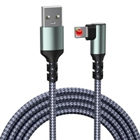 Câble de données USB Type-C vers USB-A JILIAN 2m 6ft en nylon tressé 18W à angle droit 90 degrés pour téléphone portable et ordinateur portable