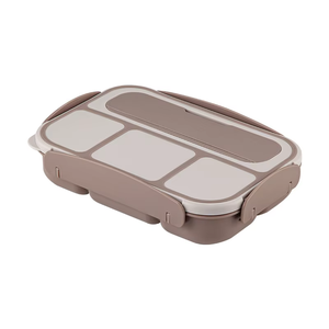 กล่องข้าวเบนโตะแบบเรียบง่ายสำหรับผู้ใหญ่ 4 ช่อง  รักษ์โลก เหมาะสำหรับผู้ชายและผู้หญิง พร้อมชุดช้อนส้อมซิลิโคน - Product Image 1