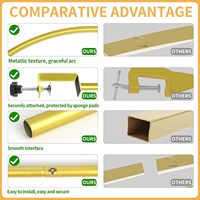 Kit de support de ballons demi-arche doré 3,3 pi x 4,9 pi avec colonne en PVC à dessus flexible pour décorations de mariage et d'anniversaire