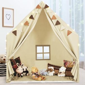 Tiendas de campaña para cama individual, grandes, con diseño de <span class=keywords><strong>castillo</strong></span> de princesa y pompones, para jugar en interiores, tipo <span class=keywords><strong>casa</strong></span> de juegos, para niña, con dosel para cama - Product Image 1