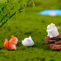 Set miniatur mainan kartun tokoh hewan Mini hamster kecil kelinci siput Kerajinan Resin Mini untuk dekorasi rumah taman Desktop