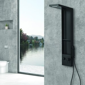 Kamalu KAM-T7100N Set da Bagno Nero con Pannello Doccia a Cascata e Doccetta - Product Image 1