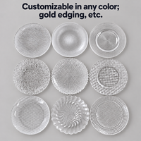 Assiette à dîner en verre pressé personnalisée de 10,6 pouces, 36 motifs disponibles, plat rond pour servir des desserts pour les mariages et la restauration