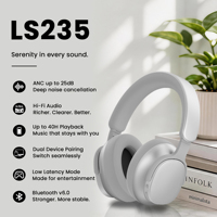 Casque audio ANC supra-auriculaire LS-235 avec cuir et métal, autonomie de plus de 20 heures, son Hi-Fi pour le sport et les voyages
