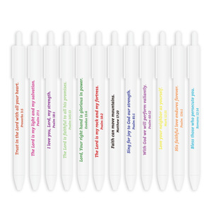 12 stylos à bille rétractables avec versets bibliques, encre colorée 1,0 mm, pour journalisation, papeterie religieuse chrétienne, cadeau - Product Image 1