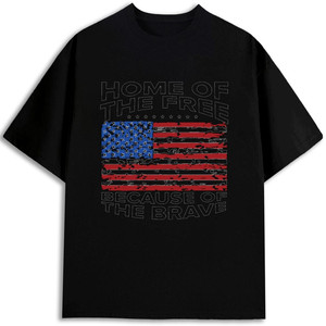 Camiseta con Bandera Americana para Hombre, 100% Algodón, 180 g/m², Corte Regular, Impresión Serigrafiada, Ecológica, Manga Corta, Hecha en EE. UU. - Product Image 1