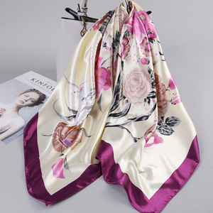 Bufanda Larga Estampada de Seda Sintética, Decoración Versátil para el Cuello, Toalla de Playa para Uso Diario en Primavera - Product Image 2