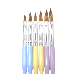 Kit de 6 pinceaux à ongles en acrylique, tailles 2 à 12, poils en nylon, manche en plastique coloré, pour poudre et sculpture, ensemble de pinceaux à ongles en acrylique pour salon - Product Image 4