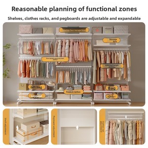 Armoire moderne en panneaux perforés, <span class=keywords><strong>dressing</strong></span> ouvert sur pied, rangement multifonctionnel, étagère métallique, penderie pour <span class=keywords><strong>filles</strong></span> - Product Image 3