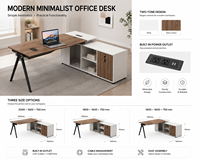 Ensemble de bureau et chaise extensible en mélamine de luxe, mobilier de bureau en forme de L au design moderne pour la maison et la chambre