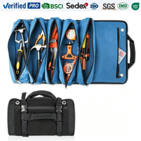 Sac à outils enroulable en toile durable avec fermeture éclair, résistant à l'eau, 4-6 compartiments, pour le rangement et le transport de matériel, vente en gros