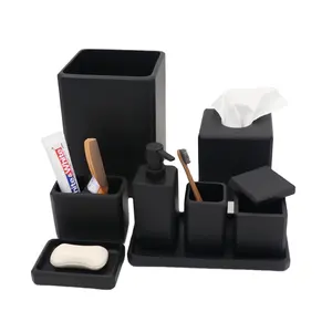 8 Pcs Matt Black Resin Bathroom Hardware Accessories Set Factory Direct Supply For 5-Star Hotels And Home Use
