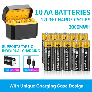 USB-C AA batteries au lithium-ion cylindriques rechargeables à charge rapide haute capacité utilisation quotidienne écologique longue durée intégrée - Product Image 2