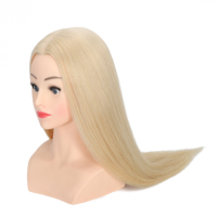 Tête de mannequin de luxe en cheveux naturels avec épaules pour la présentation de produits capillaires, tête d'entraînement de haute qualité pour la formation des stylistes professionnels