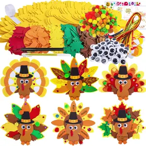Thanksgiving Party Decorações 3D Espuma Adesivos DIY Craft Turquia Grinalda Kit Com Pompom Olhos Arogly