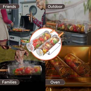 ตะกร้าปิ้งย่างแบบพับได้ ด้ามจับไม้ธรรมชาติ พกพาสะดวก สำหรับแคมป์ปิ้งและปิกนิกกลางแจ้ง ขายส่ง - Product Image 2