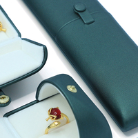 Boîte d'emballage de bijoux en cuir PU vert foncé de luxe, personnalisable avec logo et design sur mesure, vente en gros d'usine, boîte cadeau pour collier