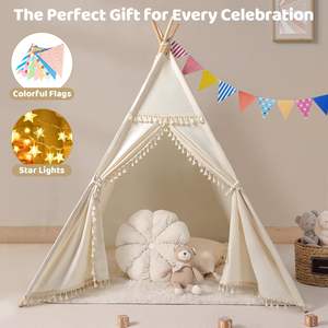 1.65m Kid Play Teepee <strong>Tent</strong> House Portable <strong>Wigwam</strong> Children Tipi <strong>Tents</strong> Foldable Canvas Playhouse for Girl Play - Product Image 4