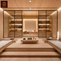 Humidor à cigares personnalisable en bois naturel avec porte vitrée, salle d'exposition de cigares pour hôtel, club, salon à cigares