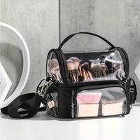 Sac à Pinceau de Maquillage de Grande Capacité Sac à Dos de Maquillage de Beauté en PVC Imperméable avec Bandoulière