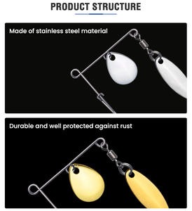Willow Spoons Rigs Spinnerbait Blades Kit <span class=keywords><strong>pour</strong></span> la pêche au leurre du vivaneau-chat Bass Shark Perch Saltwater Fish - Product Image 2