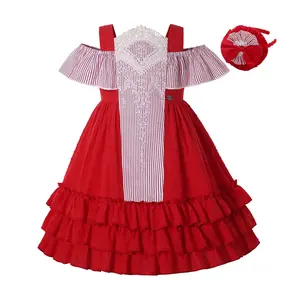 Pettigirl लाल छोटे बच्चे लड़की पार्टी के कपड़े 3 परत Ruffles लघु शिशुओं के कपड़े के लिए लड़कियों ब्रेसिज़ स्कर्ट