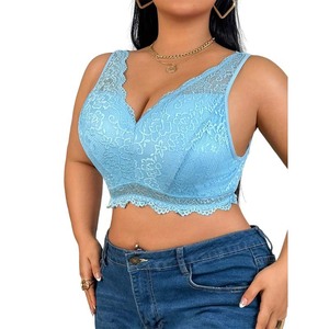 Conjunto de lencería sexy de talla grande, sujetador de encaje fino con copa completa y efecto corrector push-up para mujeres con curvas. - Product Image 5