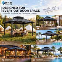 Pergola manuelle en aluminium pour jardin, patio, réception, abri d'ombrage pour arrière-cour, zones de réception et de négociation