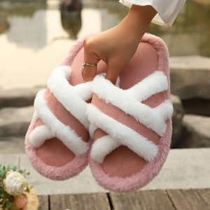 New Women's Fashion Slides Home House Fluffy Warm Couple <strong>Slipper</strong> Outdoor Furry Rabbit Faux Fur <strong>Slippers</strong> for Women Plush <strong>Slippers</strong>