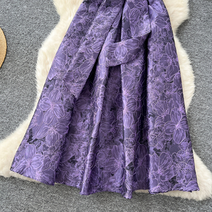 <span class=keywords><strong>Robe</strong></span> <span class=keywords><strong>Grande</strong></span> <span class=keywords><strong>Taille</strong></span> Élégante Imprimé Floral avec Ceinture, Col Revers Manches Courtes, Fluide pour <span class=keywords><strong>Femme</strong></span> - Product Image 4