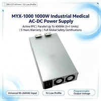 Alimentation électrique industrielle et médicale 1000W 48V IEC60601-1 2xMOPP, parallélisable, isolation 3000VAC, efficacité 90% pour test de vieillissement laser
