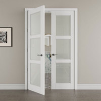Porte double de salle de bain intérieure blanche en bois dépoli fabrication bois porte française personnalisable