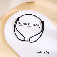 Bracelet réglable unisexe en acier inoxydable avec cordon ciré tressé à la main, motif fer à cheval, style euro-américain transfrontalier, vente en gros de bijoux