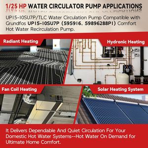 Pompe de circulation d'eau Newnine 115V 1/25 HP 3/4x1/2 NPT Raccord réducteur en fonte - Product Image 4