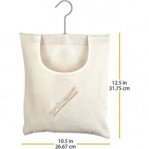 Sac à pinces à linge en toile de coton naturel, sac de rangement pour pinces à linge suspendu - Product Image 6