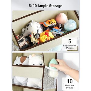 Organisateur à suspendre derrière la porte, 15 poches, beige, type crochet, rangement pour articles de bébé et articles ménagers, à fixer derrière les portes ou sur les murs - Product Image 3