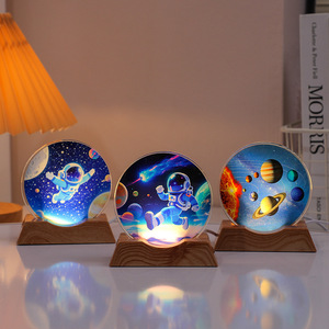 Lampe de <span class=keywords><strong>nuit</strong></span> ronde personnalisée avec <span class=keywords><strong>photo</strong></span> imprimée UV, 8 cm, 10 cm, base lumineuse, décoration d'intérieur, cadeau - Product Image 2