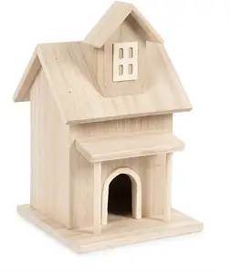 Gotway — maison d'oiseau en bois, multicolore, avec véranda avant et fenêtre dorade