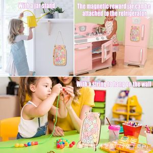 Wooden <b>Reward</b> <b>Jar</b> With Acrylic Tokens 20cm For Kids Learning Storage Box - Product Image 2