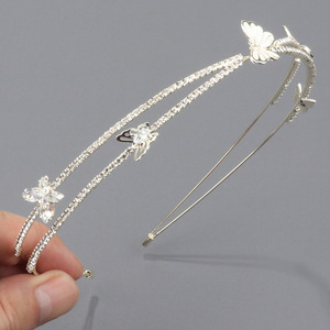 ห่วงรัดผมสำหรับเจ้าสาวทำจากหินเซอร์โคเนียรูปผีเสื้อสองชั้นแบบชาวยุโรปและอเมริกัน - Product Image 4