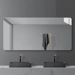 Espejo rectangular grande sin marco de estilo moderno, espejo de baño liso para colgar en la pared del hotel