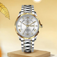 Montre mécanique à quartz Louie Juelen pour hommes, bracelet en acier inoxydable doré, étanche, double calendrier, vente en gros