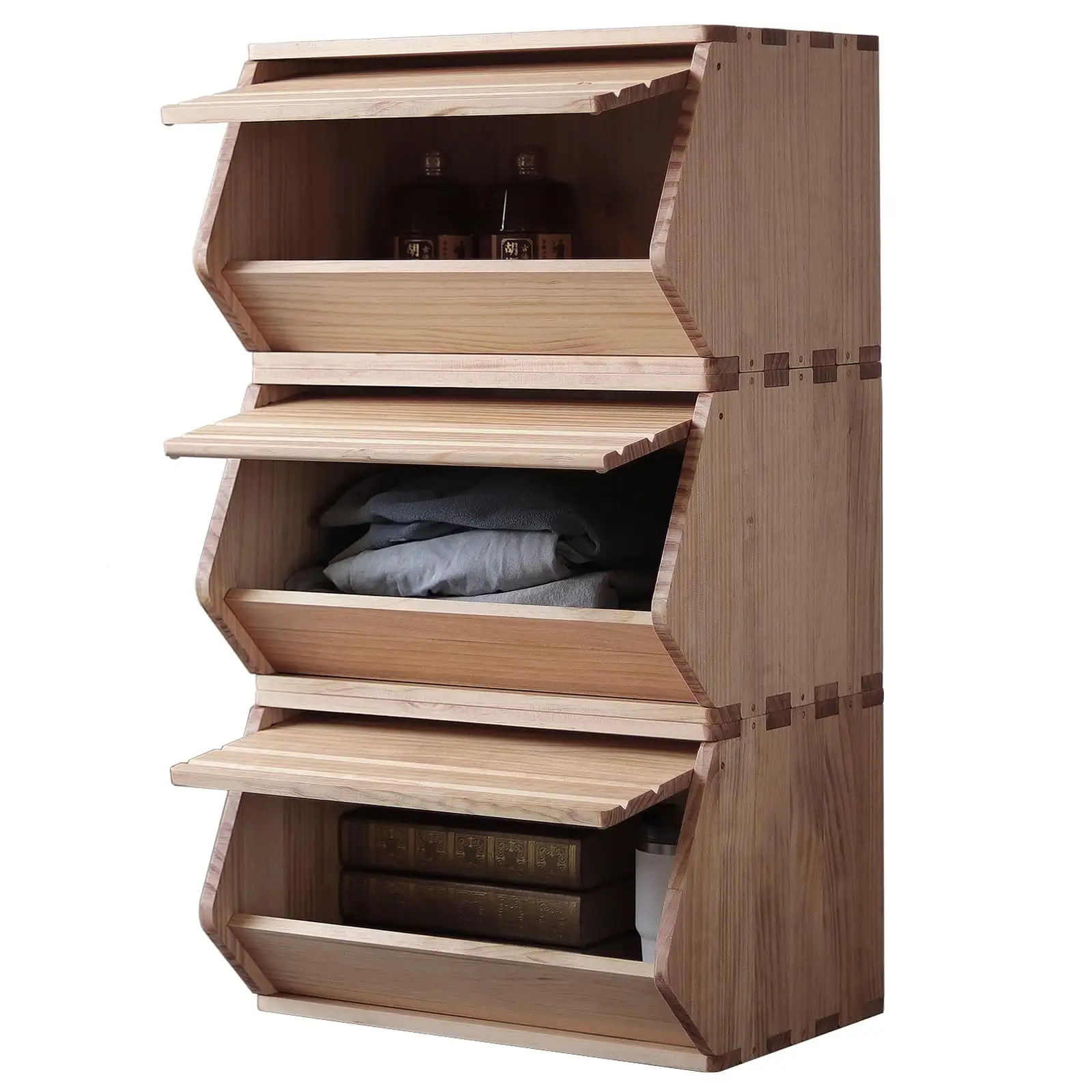 Erbstück-Qualität Kiefer Massivholz-Aufbewahrungskiste mit Deckel stapelbar exquisite Handwerklichkeit innovatives Design Schlafzimmer Wohnzimmer