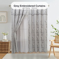 Rideaux de fenêtre transparents brodés à œillets avec cantonnière, double couche, pour chambre et cuisine, vente en gros, usine de rideaux
