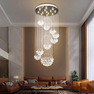 Lámpara de araña de cristal en espiral grande, colgante de gota de lluvia larga, para escalera, edificio dúplex, Villa, iluminación elegante - Product Image 1