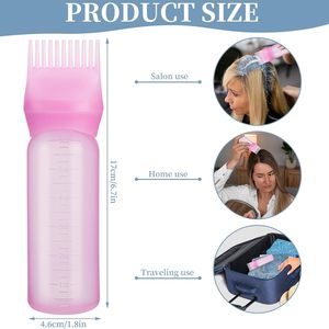 Bouteille applicatrice moderne en plastique pour coloration et permanente avec peigne et brosse pour salon de coiffure, idéale pour shampoing, lotion, huile et colorant. - Product Image 6