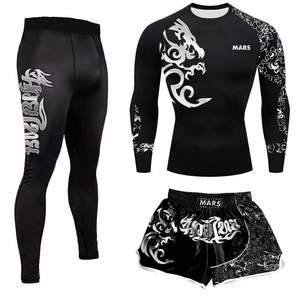 Shorts MMA, Ensemble <span class=keywords><strong>de</strong></span> Combat Kickboxing et Boxe, Tenue d'Entraînement Personnalisée pour Hommes et Femmes, Ensemble Trois Pièces Muay Thai, Sanda, Boxeo - Product Image 1